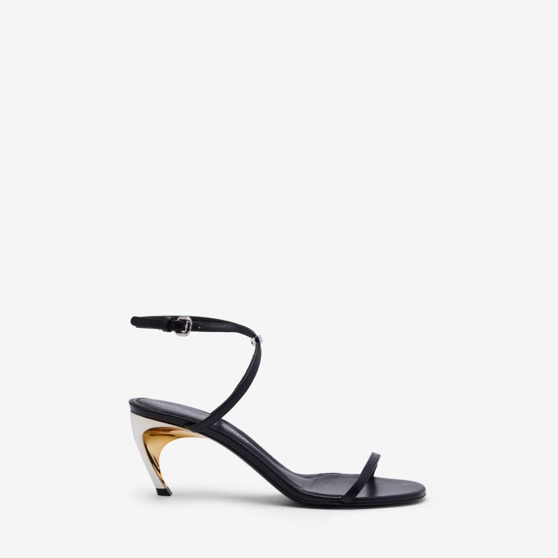 Alexander McQueen Women's Black Armadillo Metal Bar Sandal - 10 (Sheepskin)